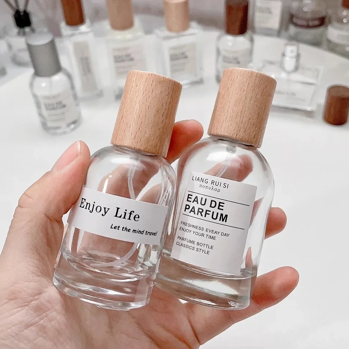 Perfume Fragrance Story - 30/50ML 유리 향수병 스프레이 병 나무